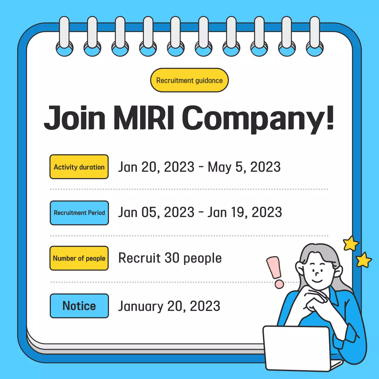 Iklan Lowongan Kerja Minimal Biru di Instagram Carousel