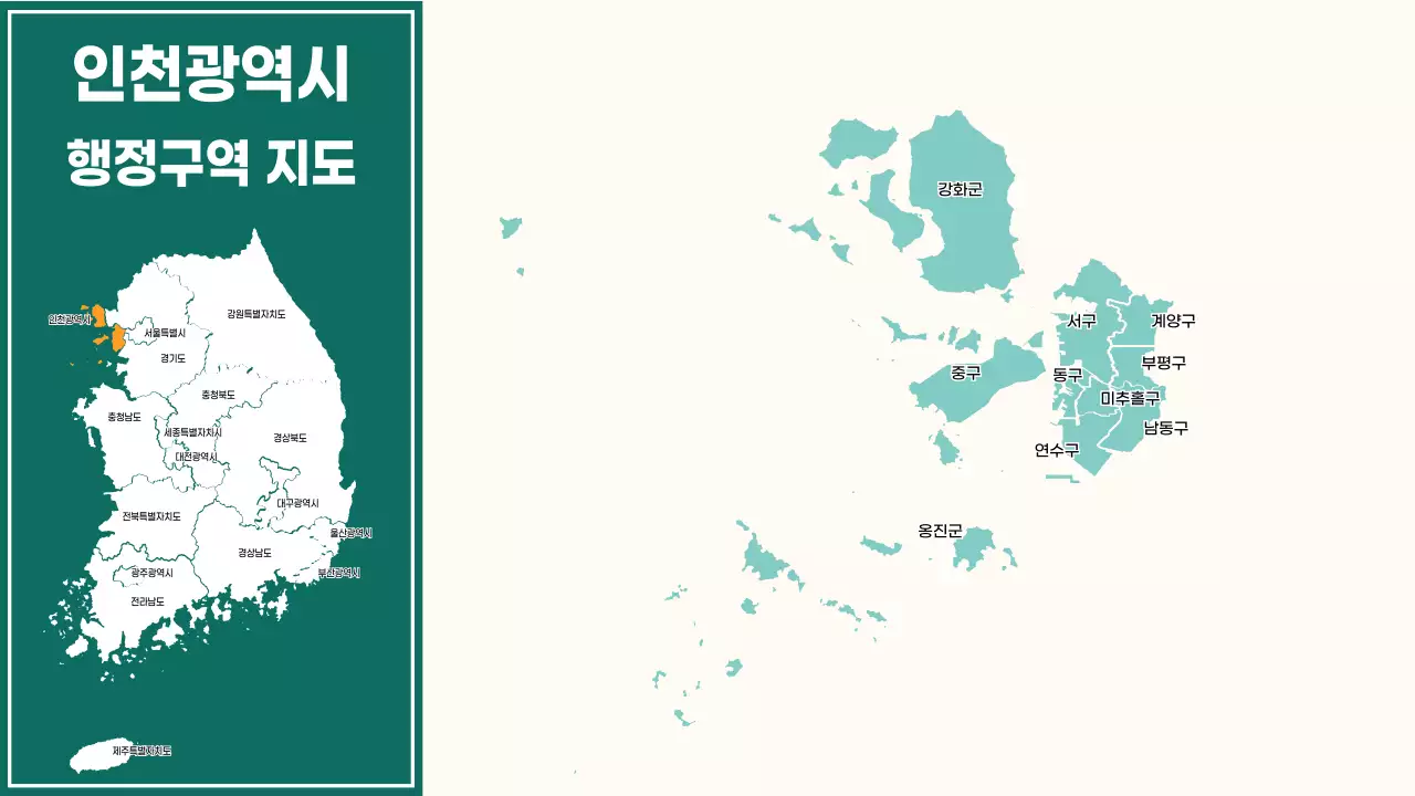 초록색의 심플한 전국 행정구역 지도