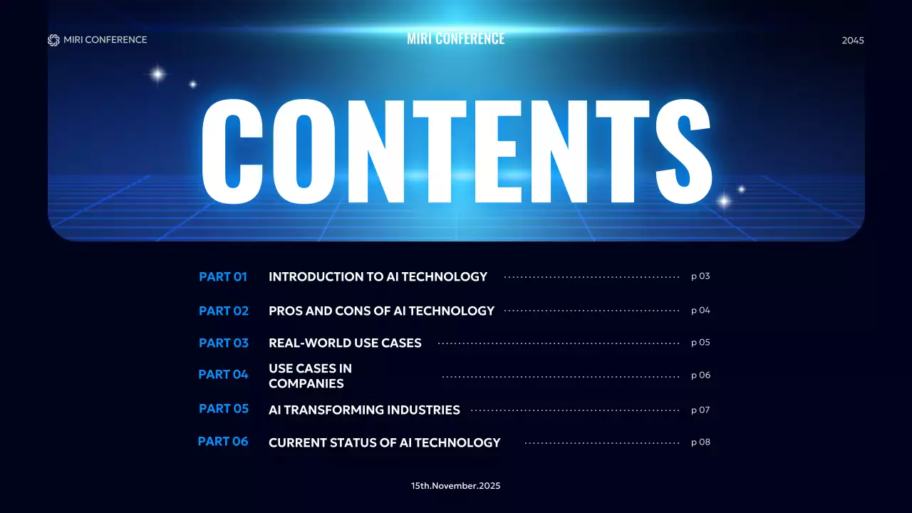 블루 모던 AI 기술 가이드 프레젠테이션
