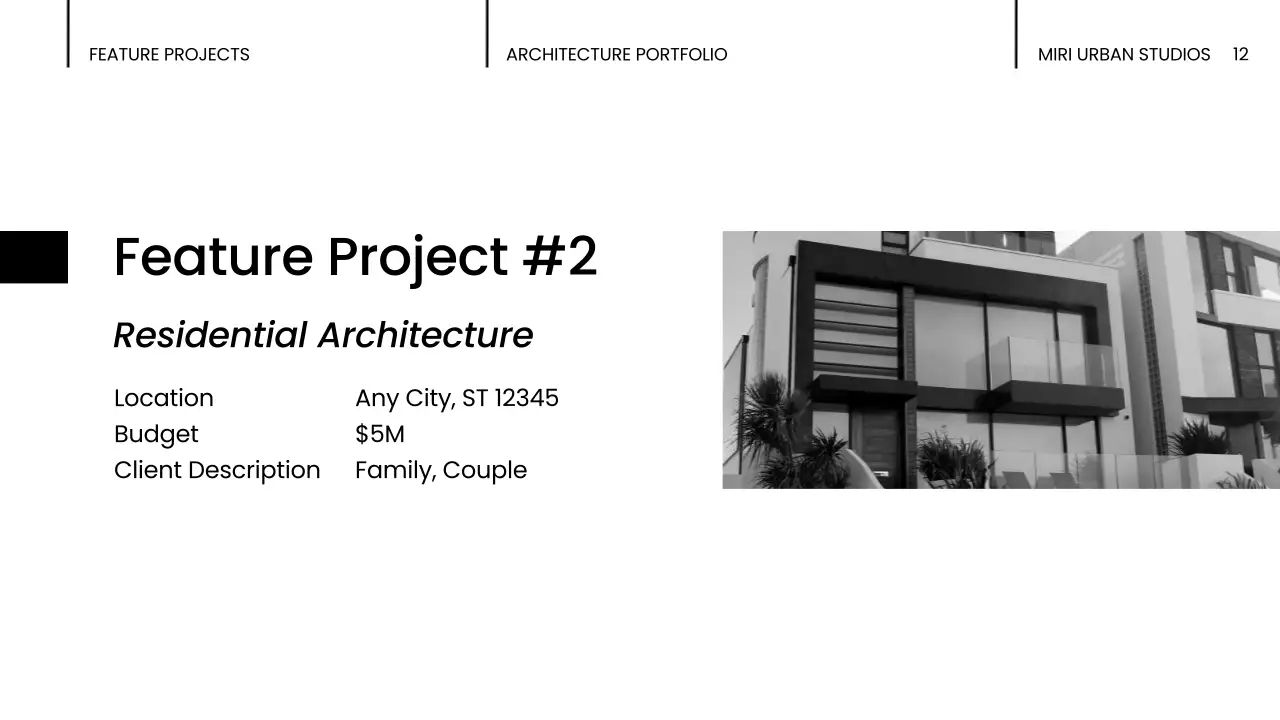 Black Modern Architecture Portfolio Presentation