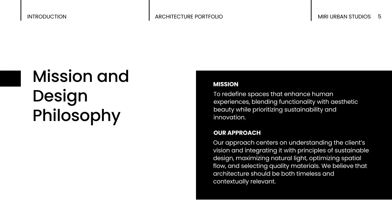 Black Modern Architecture Portfolio Presentation