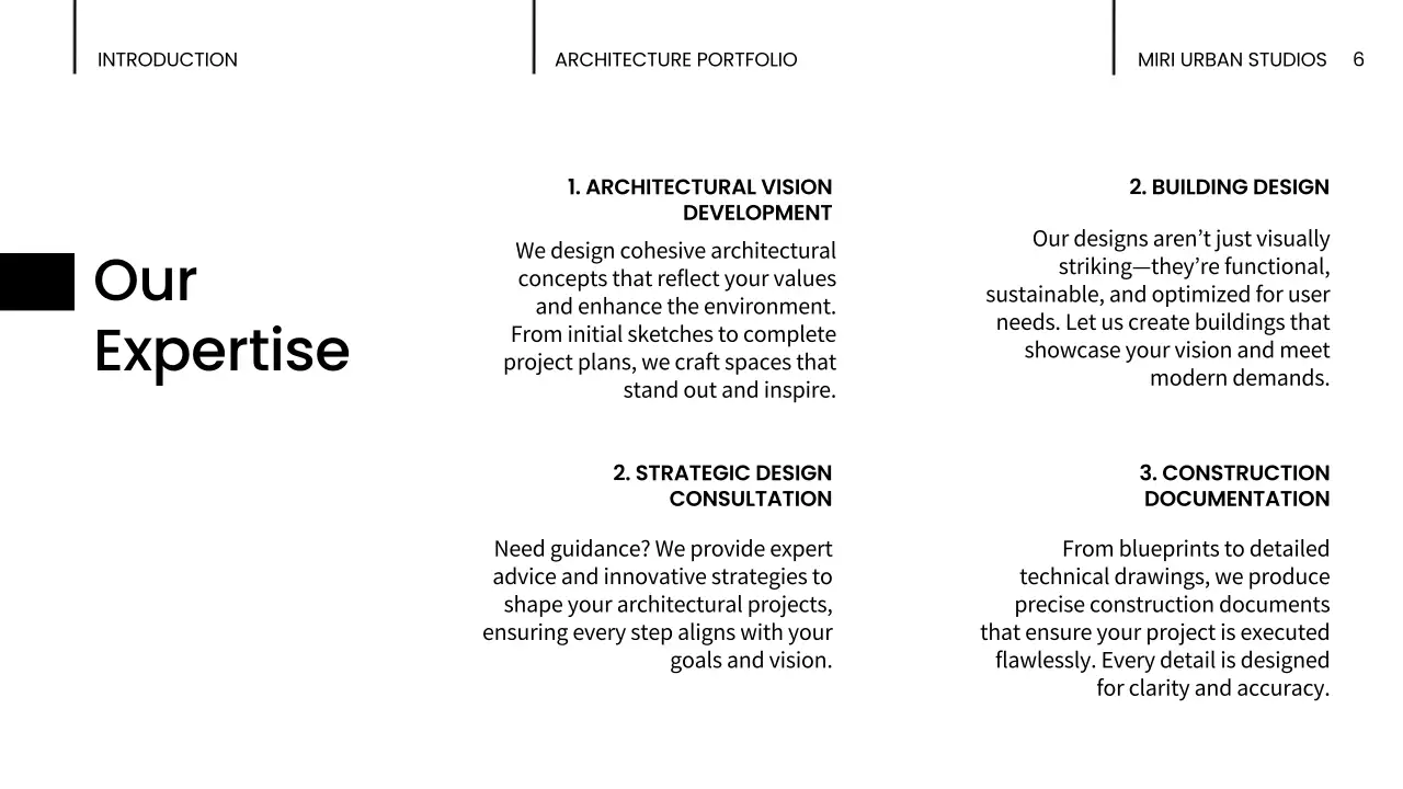 Black Modern Architecture Portfolio Presentation