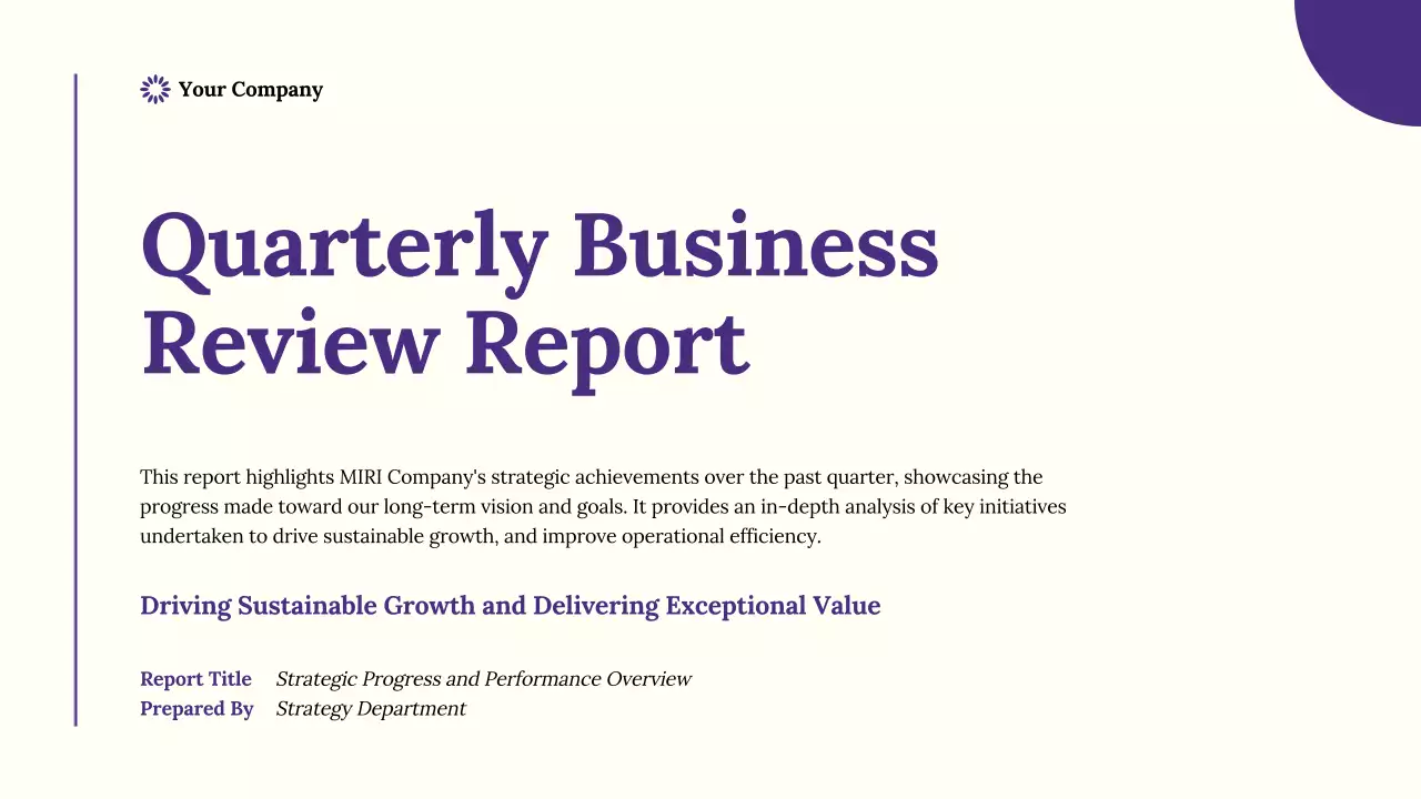 Purple Professional Business Report Presentation