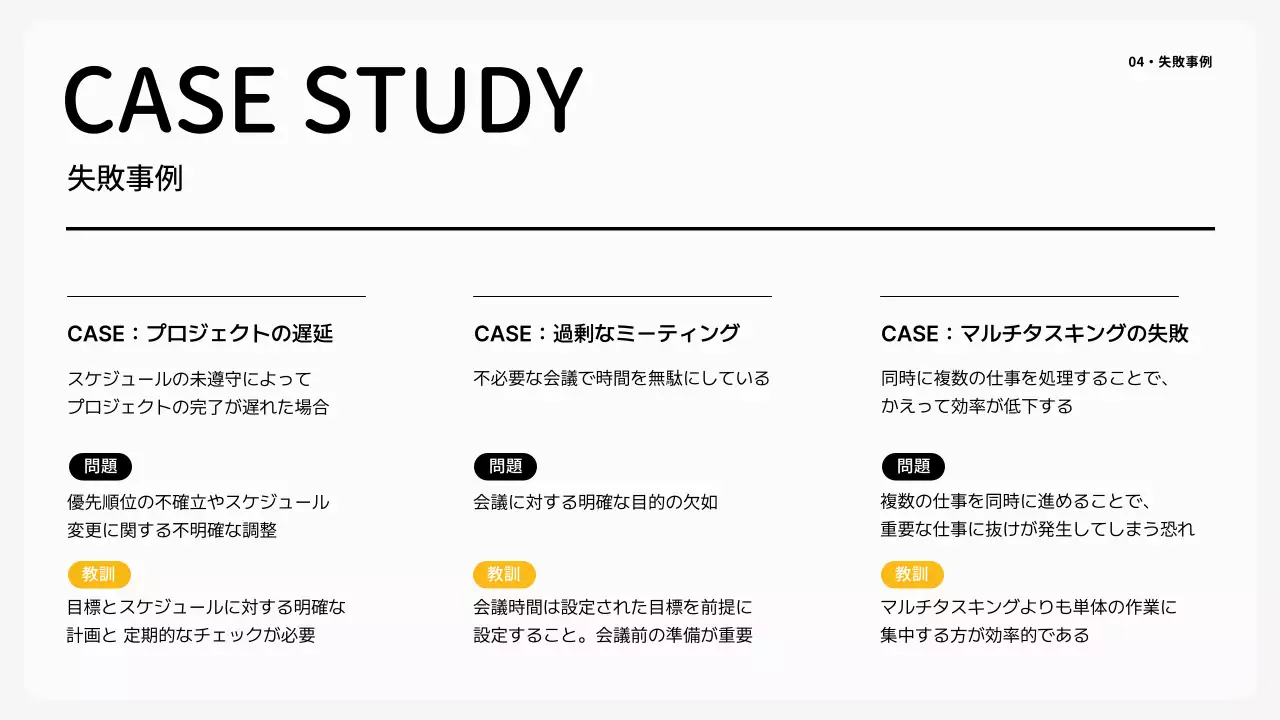 白黒 シンプル 研修 資料 プレゼンテーション