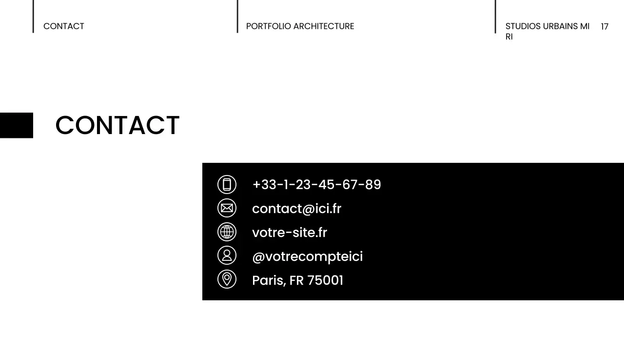 portefeuille d'architecture moderne noire