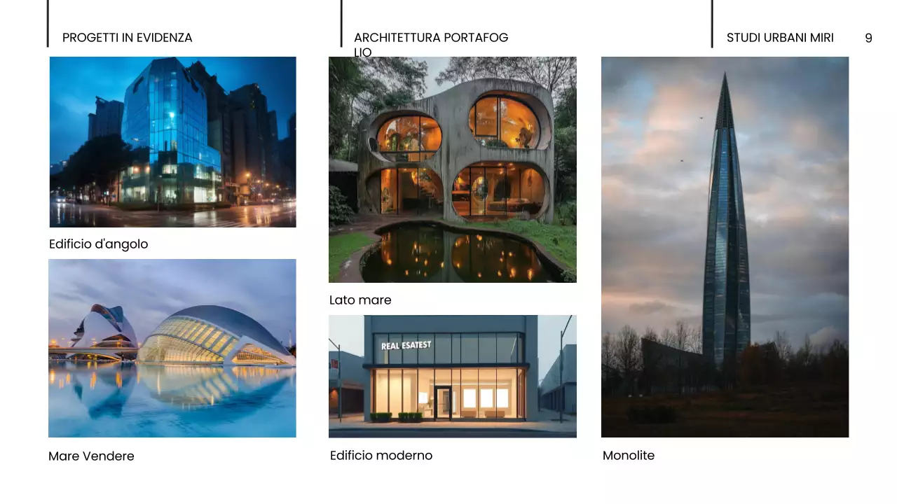 portfolio di architettura moderna nera