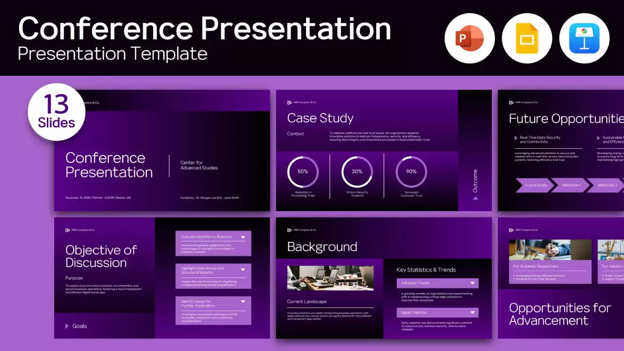 anúncio da conferência purple modern