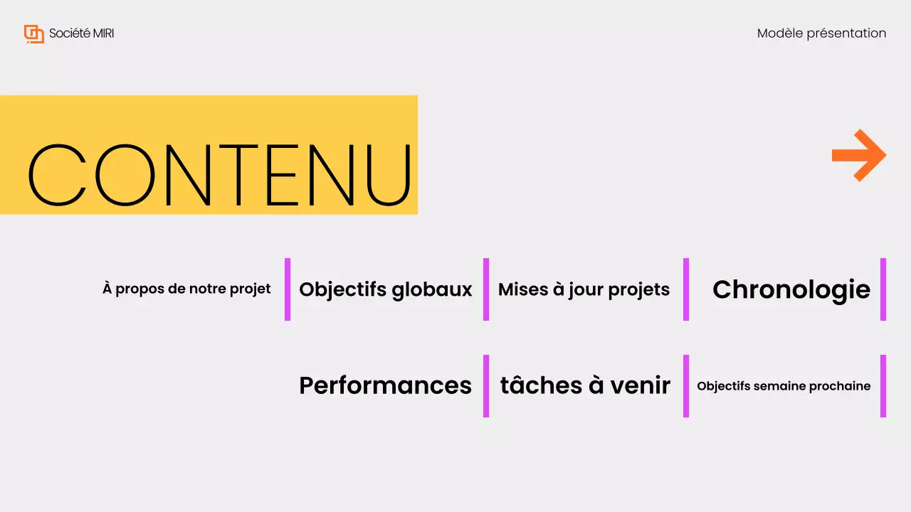 Gris Jaune Moderne Présentation du rapport d'examen mensuel