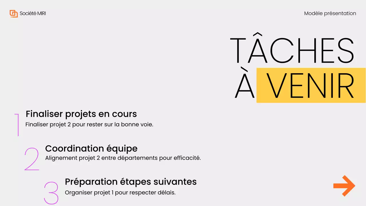 Gris Jaune Moderne Présentation du rapport d'examen mensuel