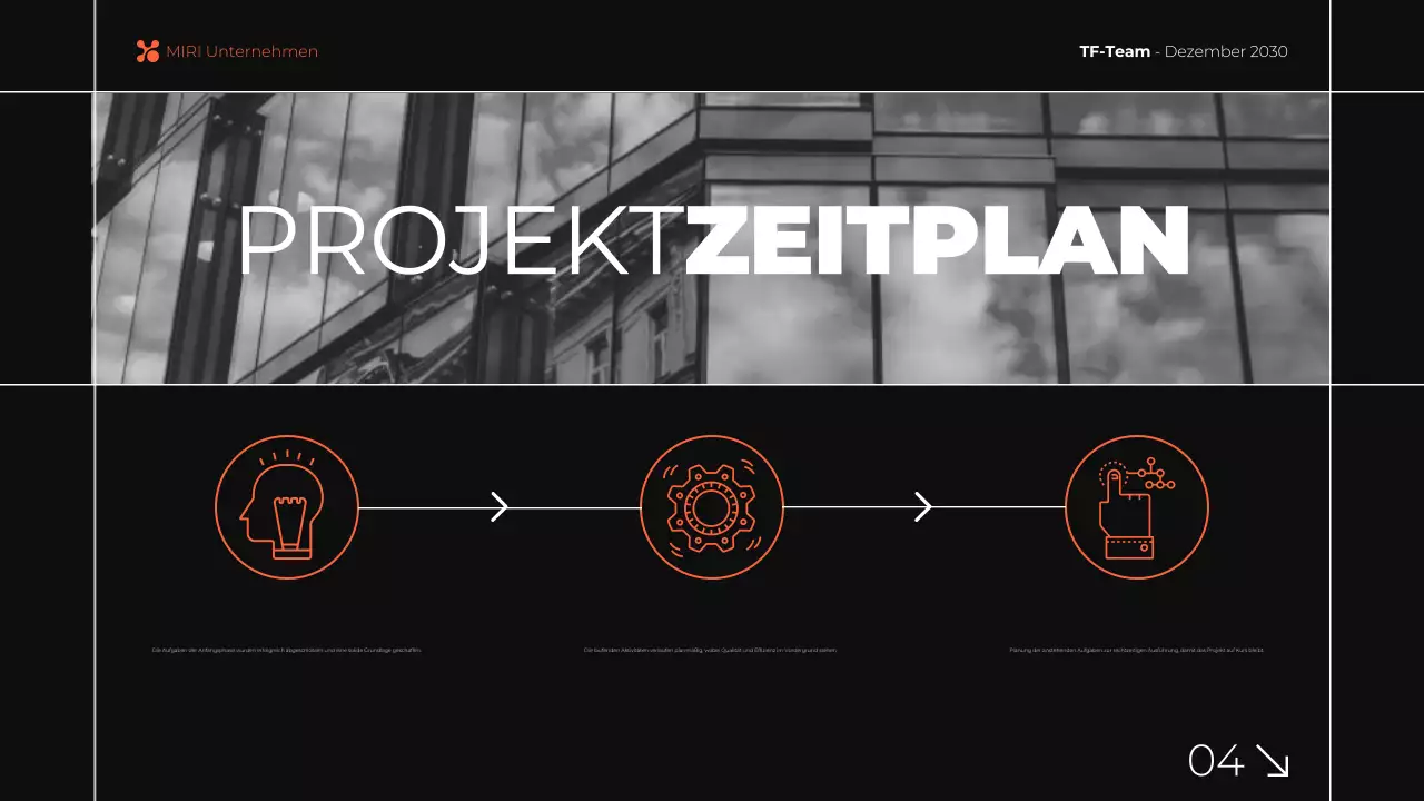 schwarz-orange moderne monatliche Geschäftsberichtspräsentation