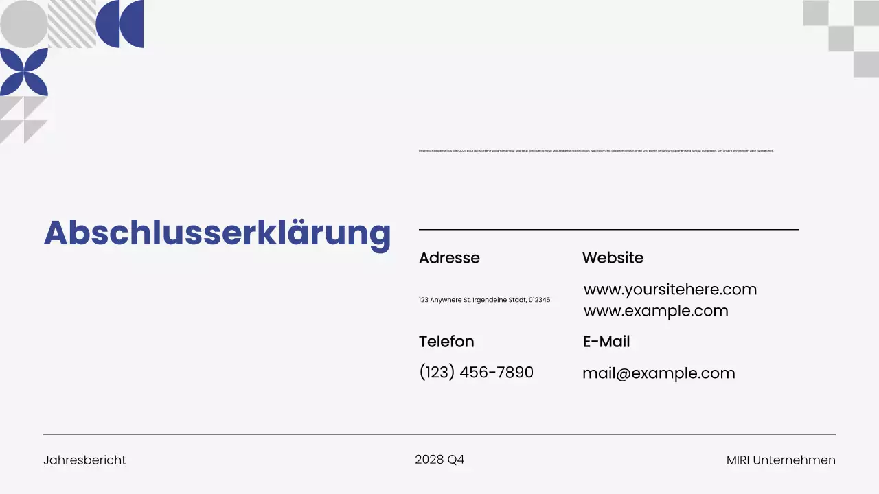 Präsentation des Jahresgeschäftsberichts