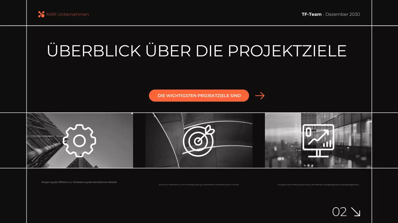 schwarz-orange moderne monatliche Geschäftsberichtspräsentation