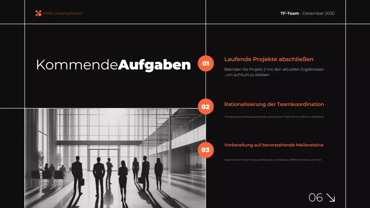 schwarz-orange moderne monatliche Geschäftsberichtspräsentation