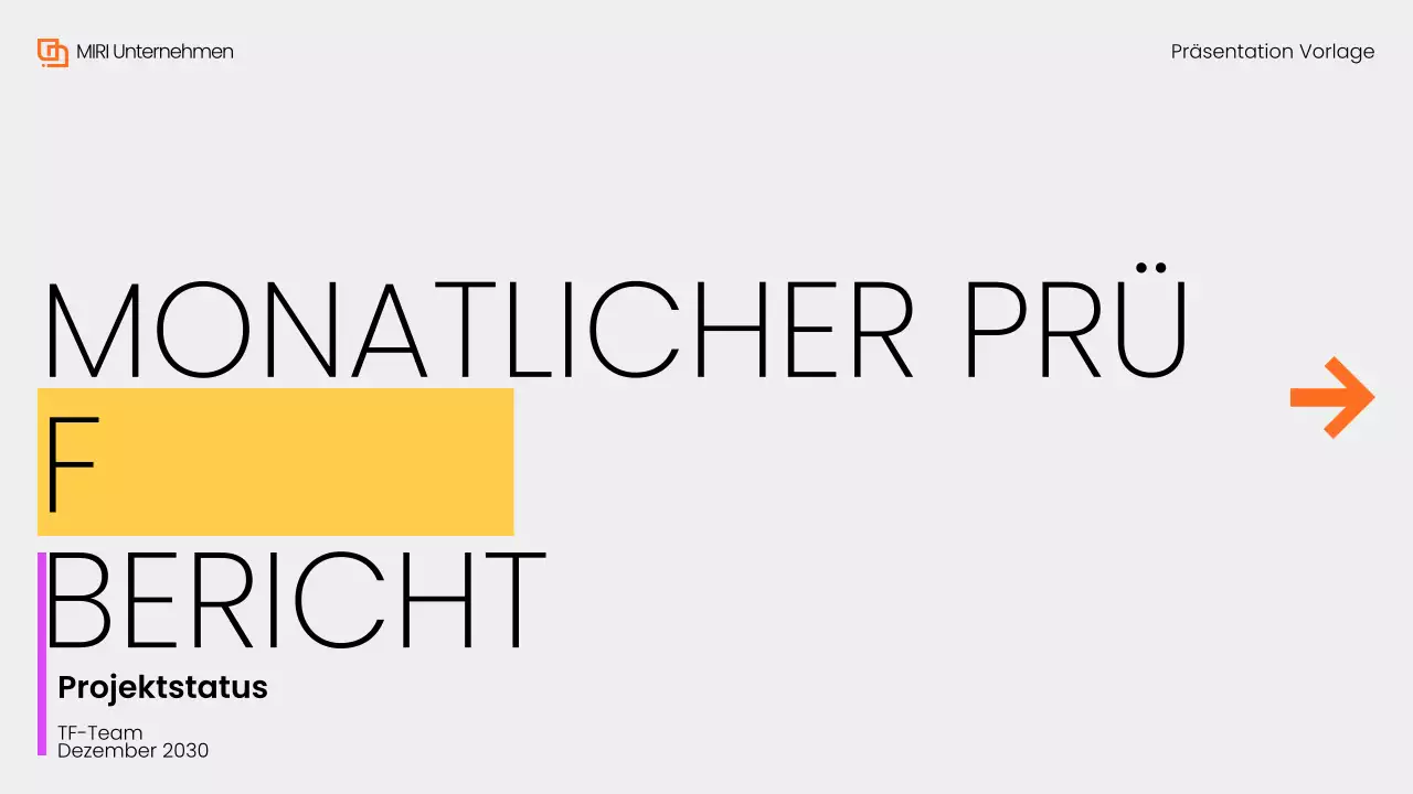 Gray Yellow Modern Monatlicher Rückblick Bericht Präsentation