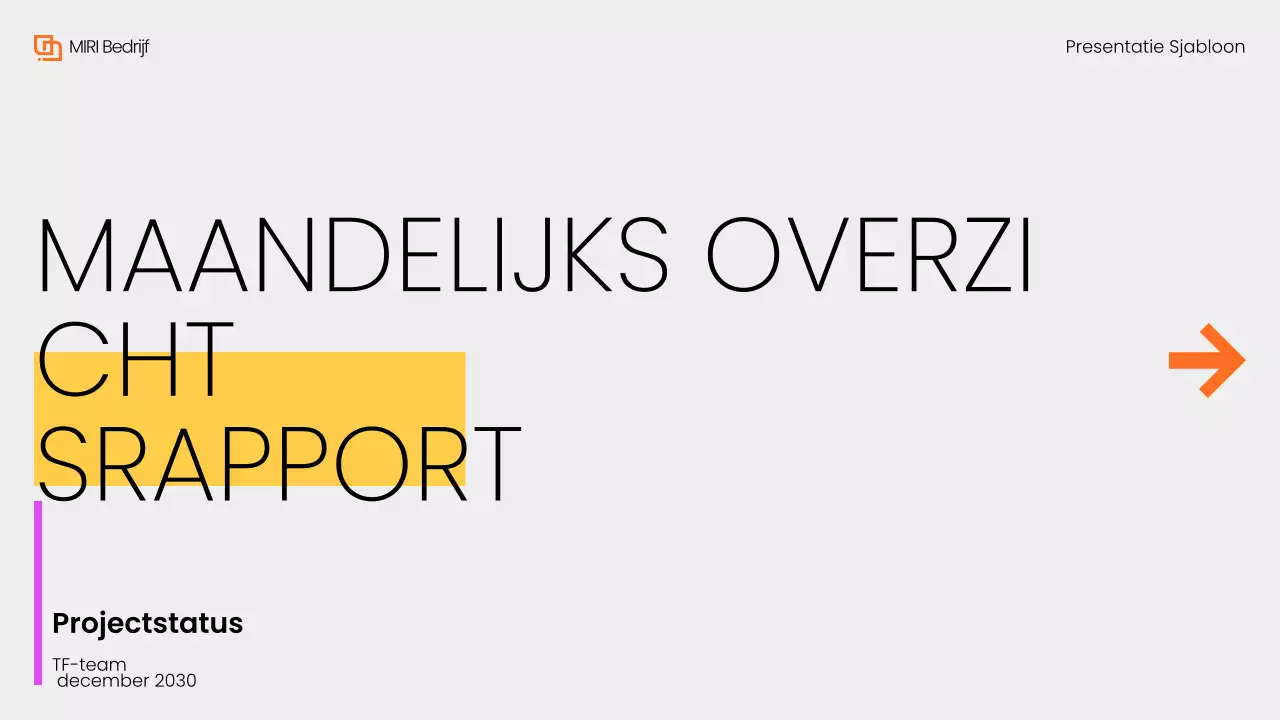 Grijs Geel Modern Maandelijks Overzichtsrapport Presentatie