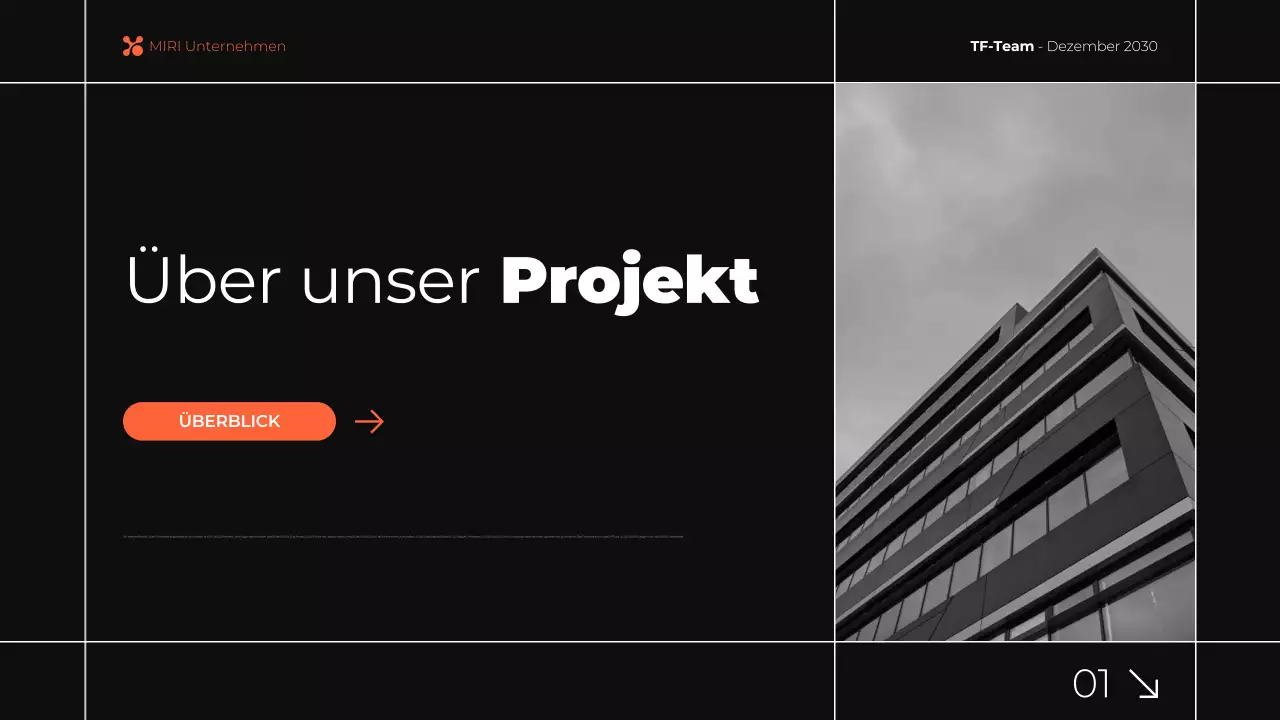 schwarz-orange moderne monatliche Geschäftsberichtspräsentation