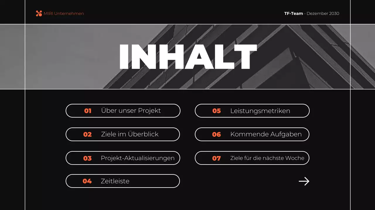 schwarz-orange moderne monatliche Geschäftsberichtspräsentation