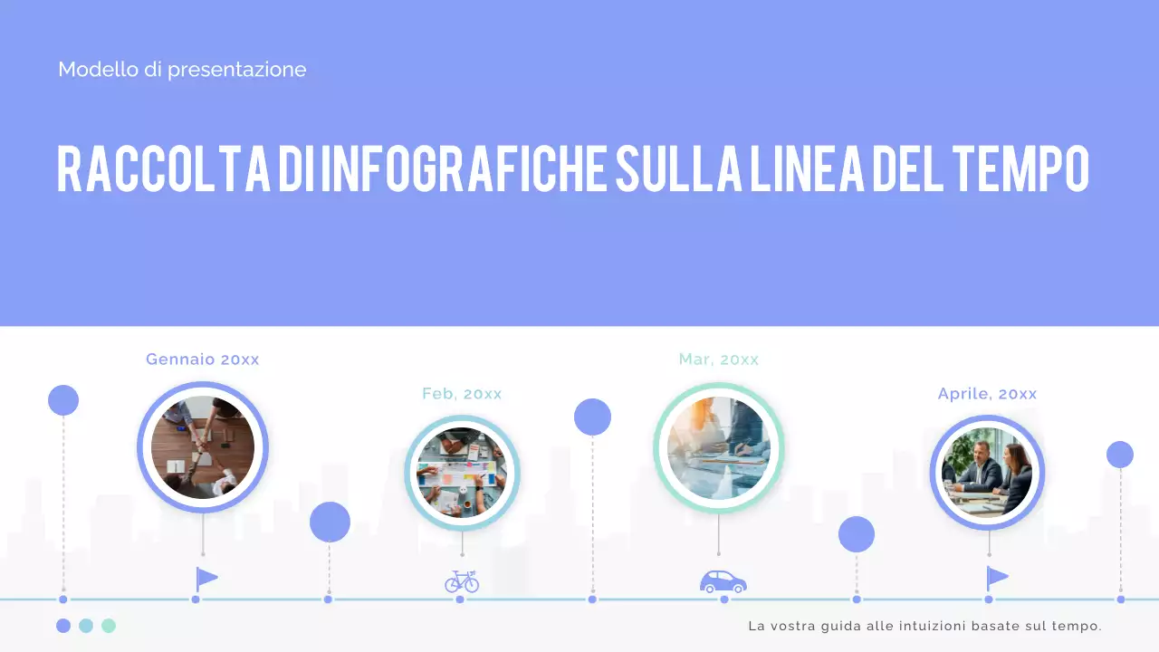 presentazione della linea del tempo moderna blu