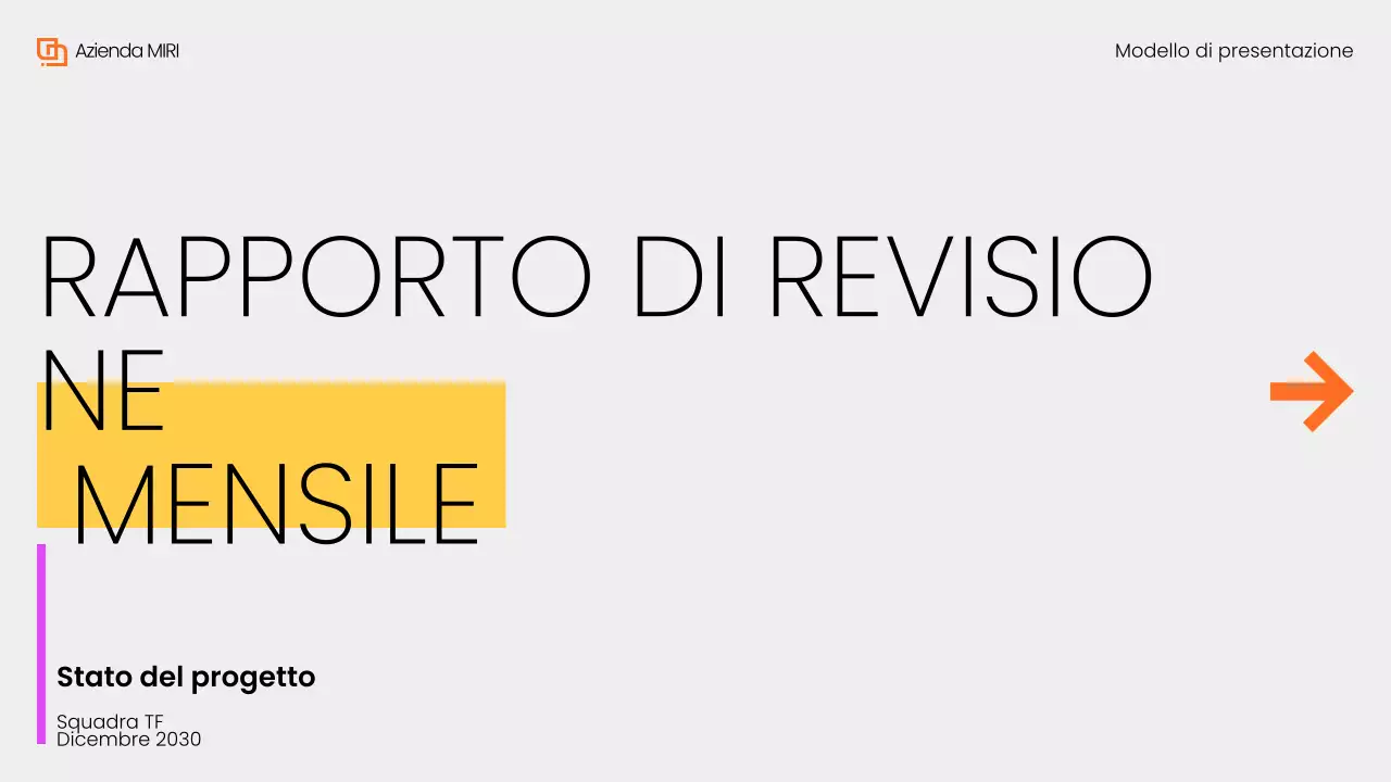 Grigio Giallo Moderno Rapporto di revisione mensile Presentazione