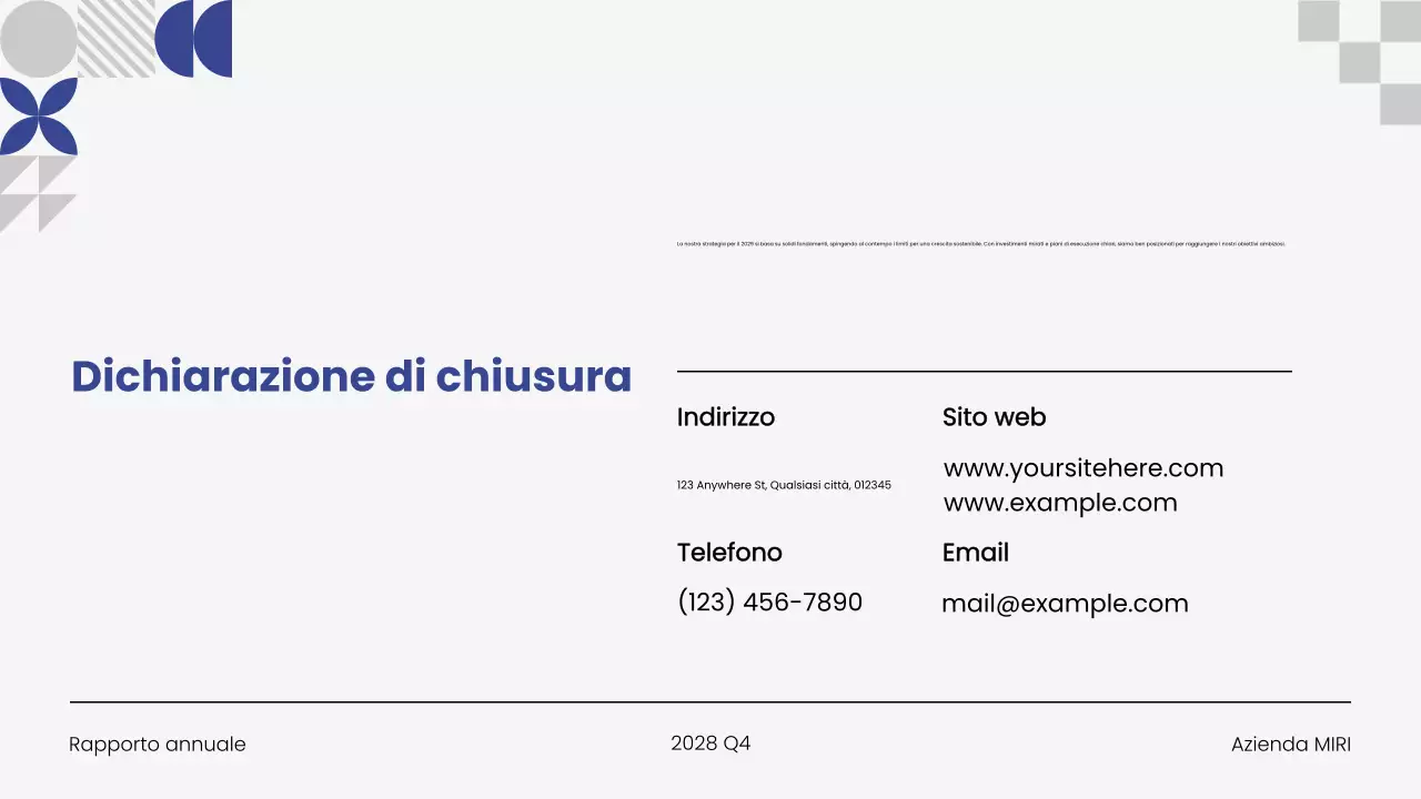 Presentazione della relazione annuale d'impresa