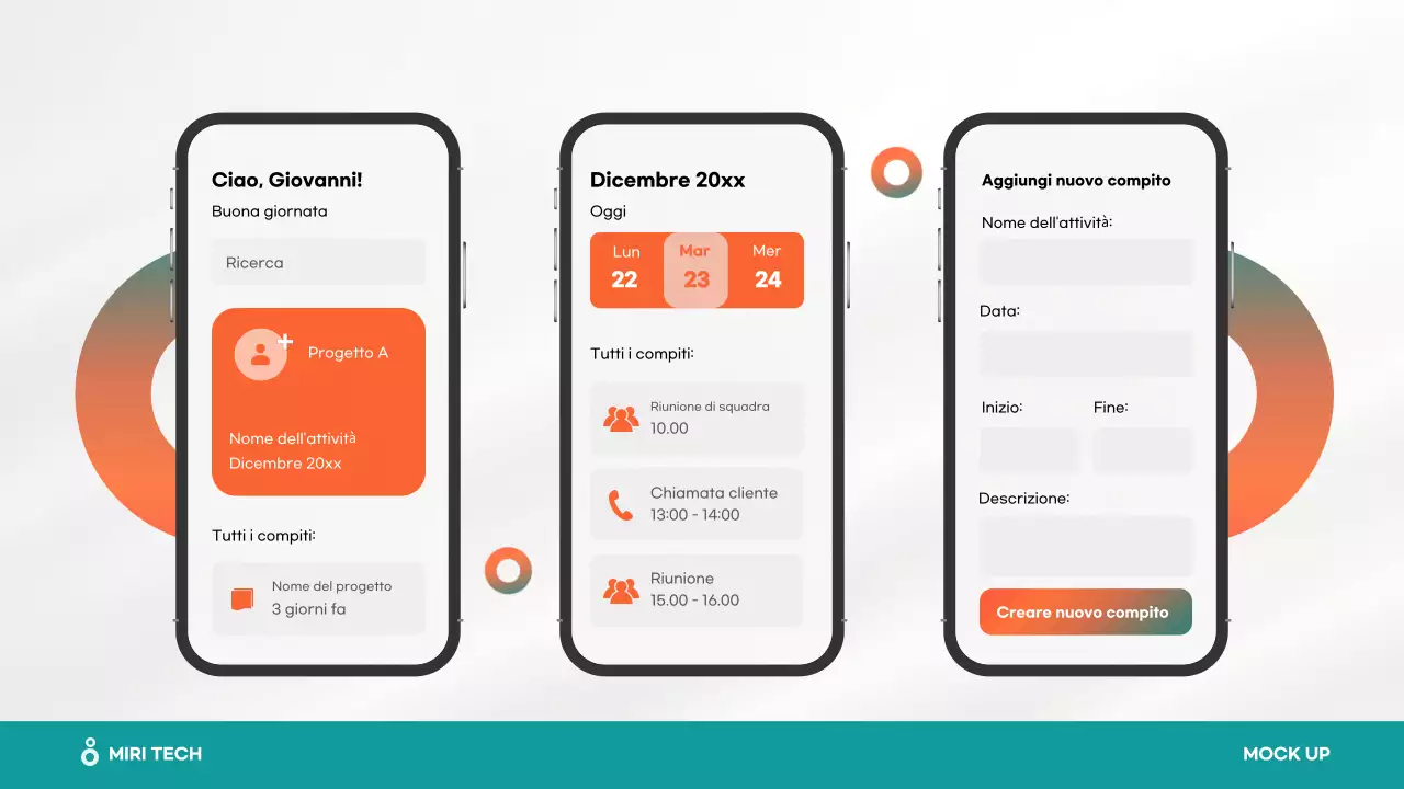 applicazione mobile moderna arancione