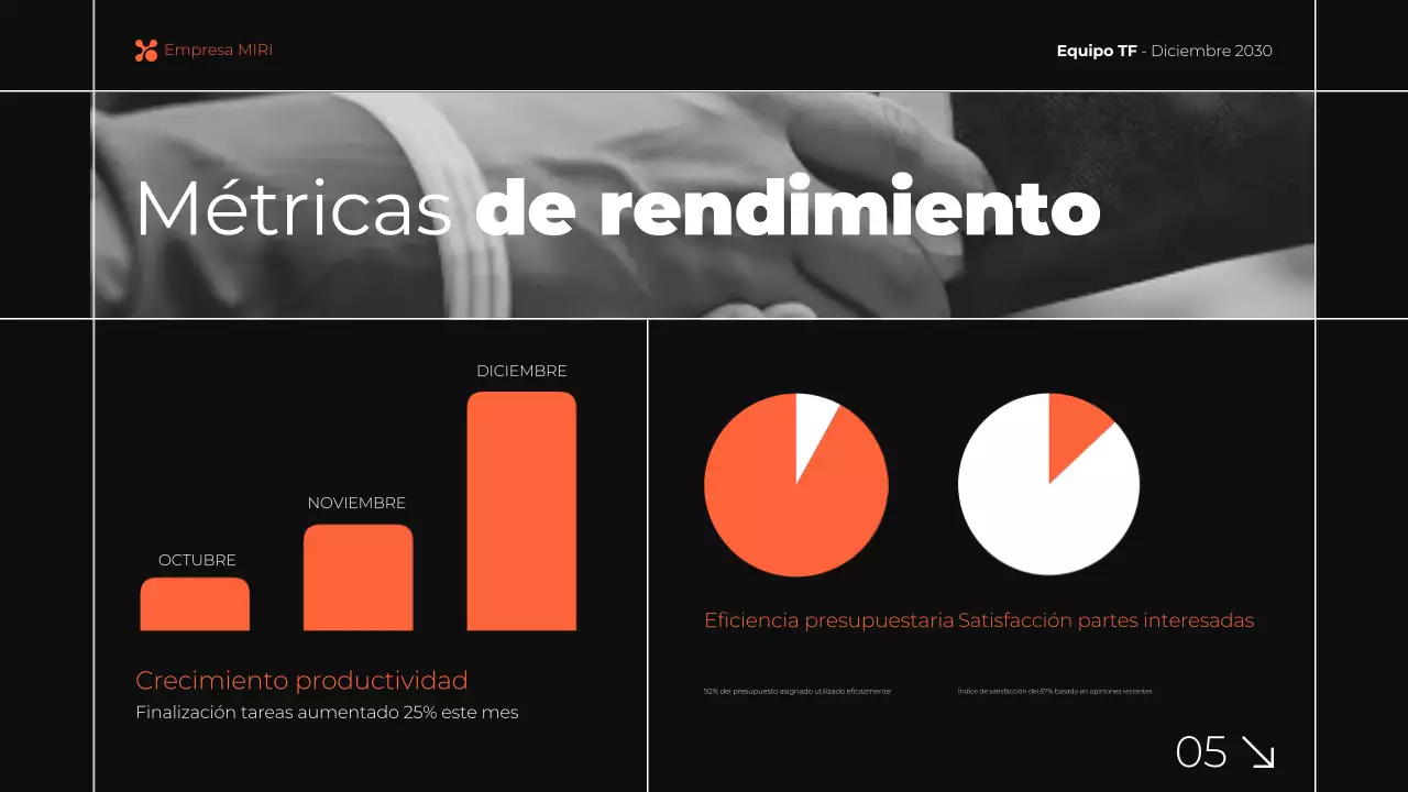 negro y naranja presentación moderna del informe comercial mensual
