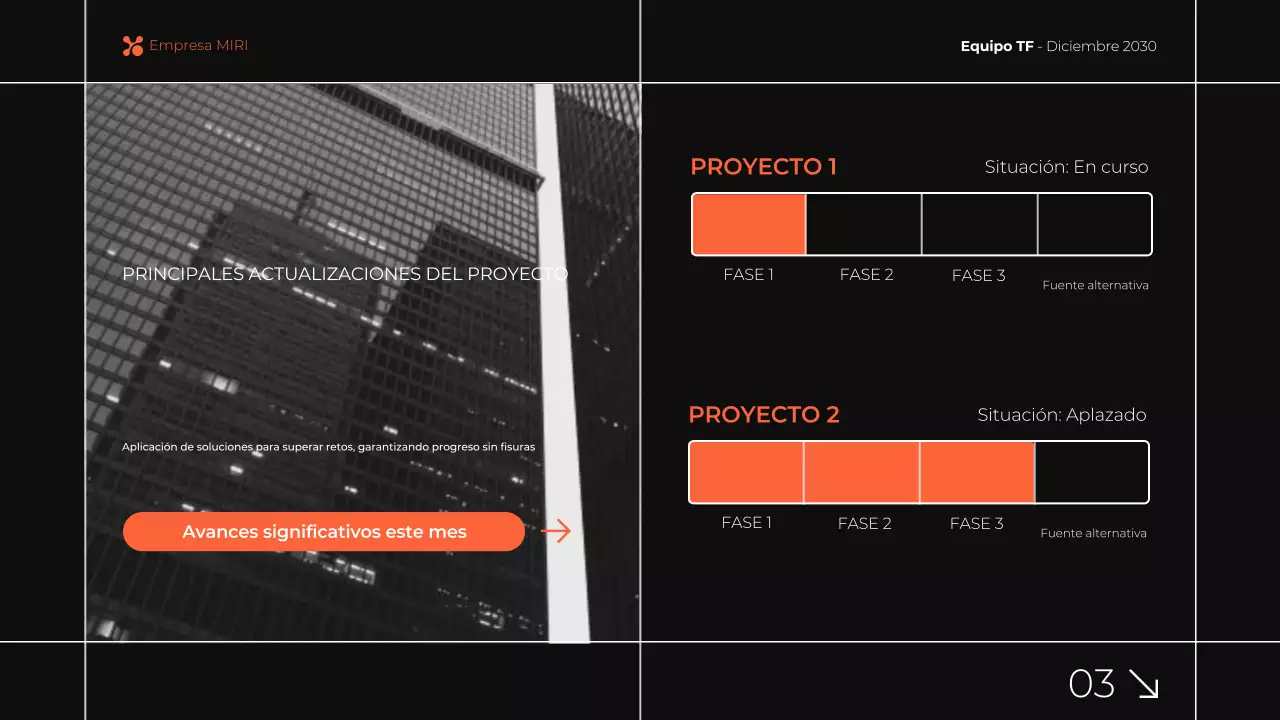 negro y naranja presentación moderna del informe comercial mensual