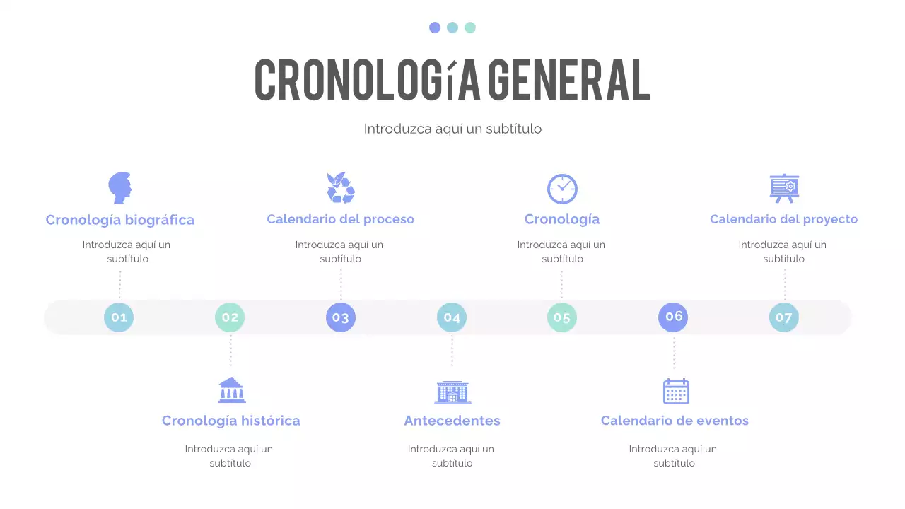 presentación cronológica moderna azul