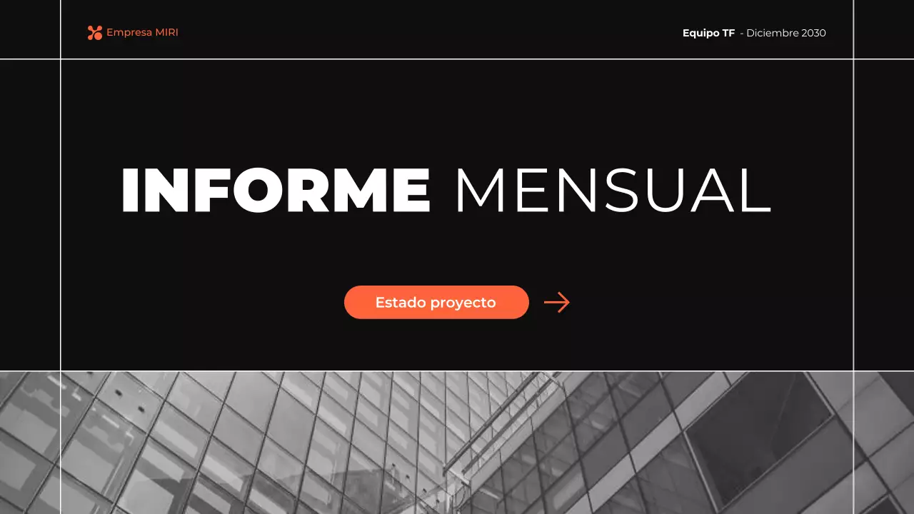 negro y naranja presentación moderna del informe comercial mensual