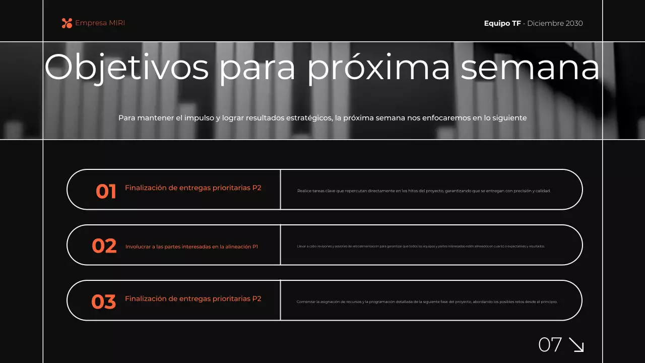 negro y naranja presentación moderna del informe comercial mensual