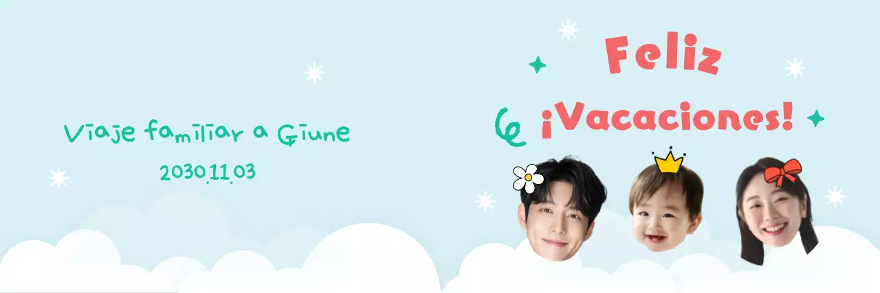 Unas vacaciones en familia de color azul claro