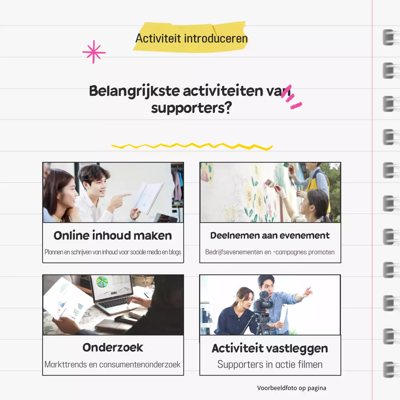 Gele eenvoudige ondersteuners werven