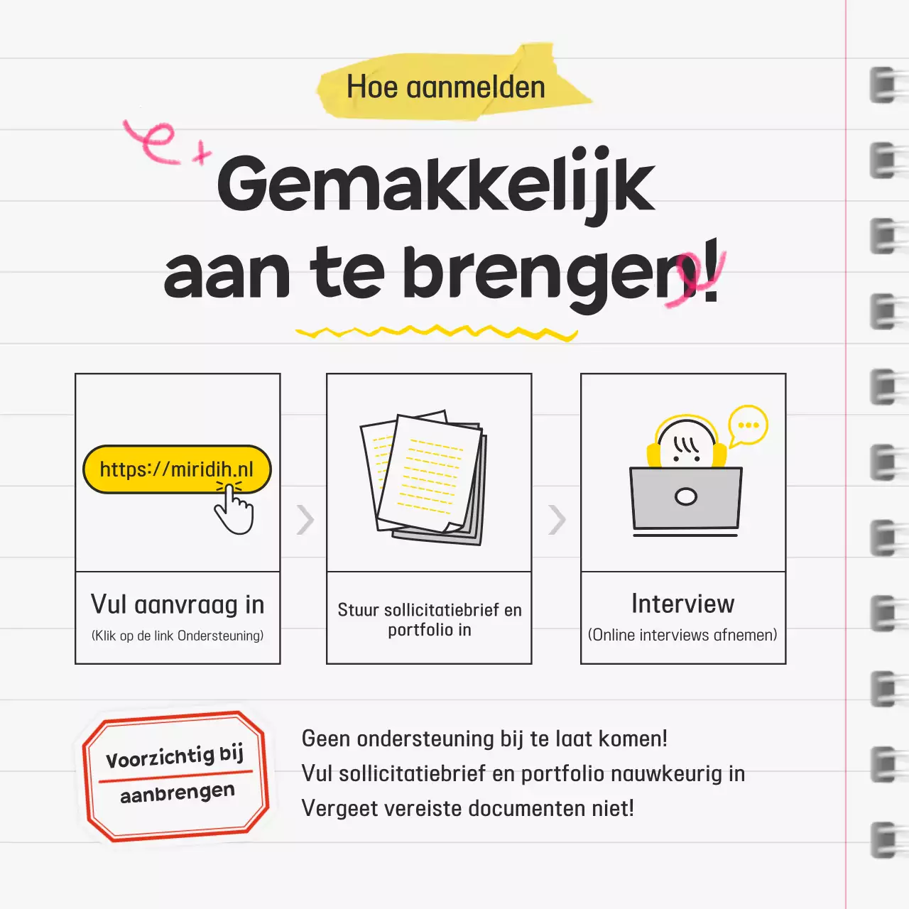Gele eenvoudige ondersteuners werven