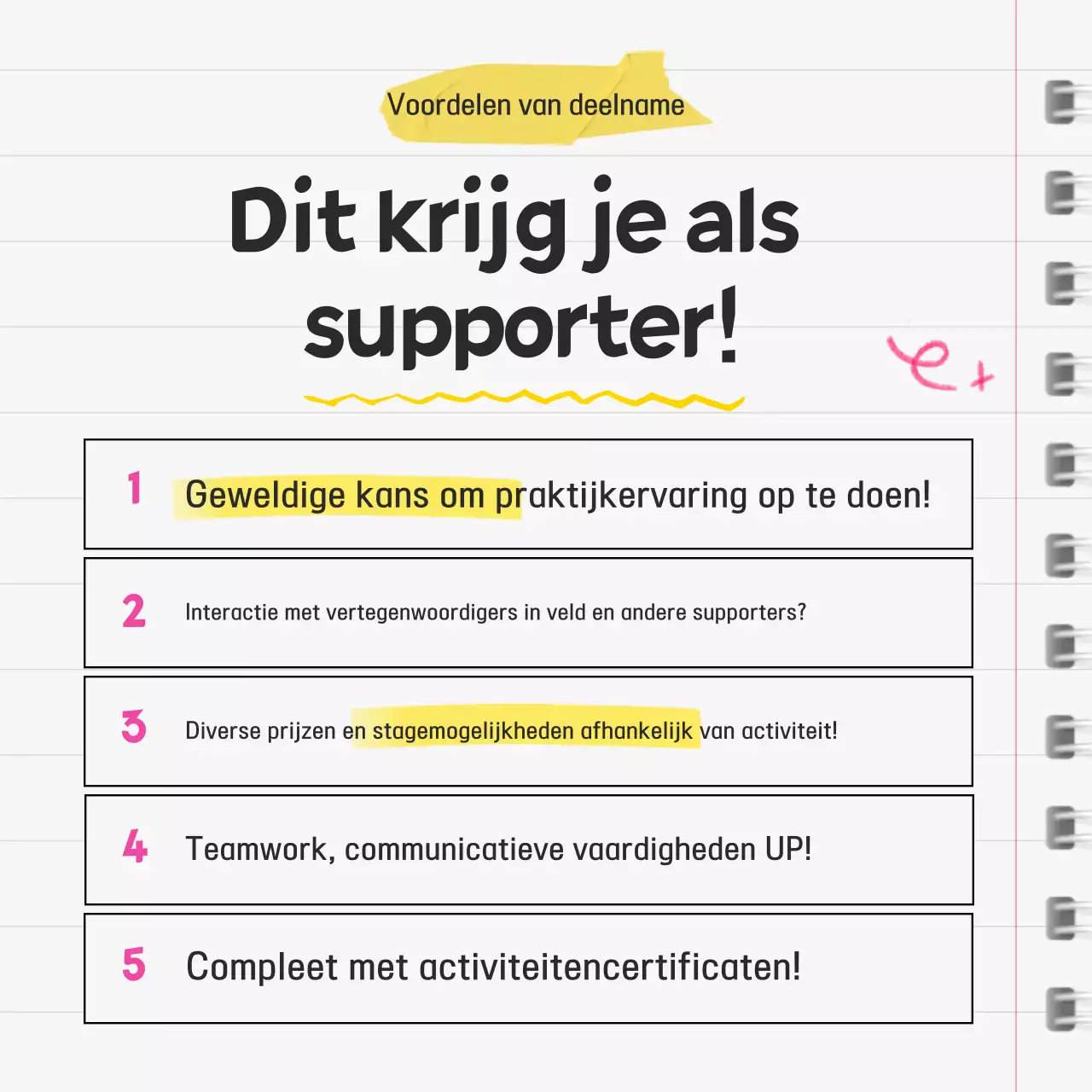 Gele eenvoudige ondersteuners werven