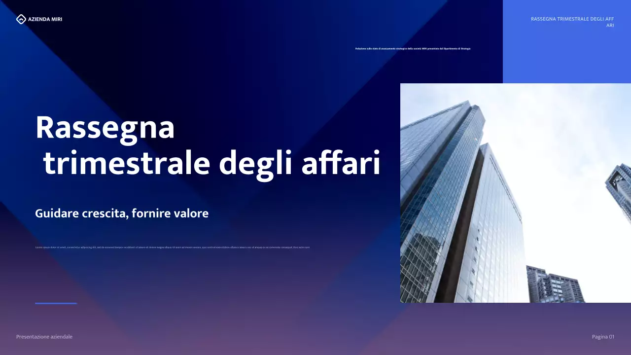 relazione aziendale moderna blu