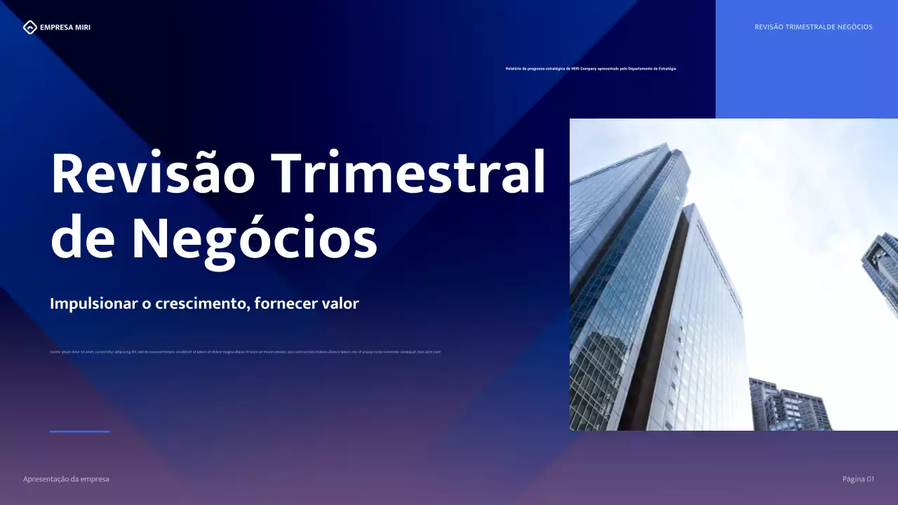 relatório de empresa moderna azul