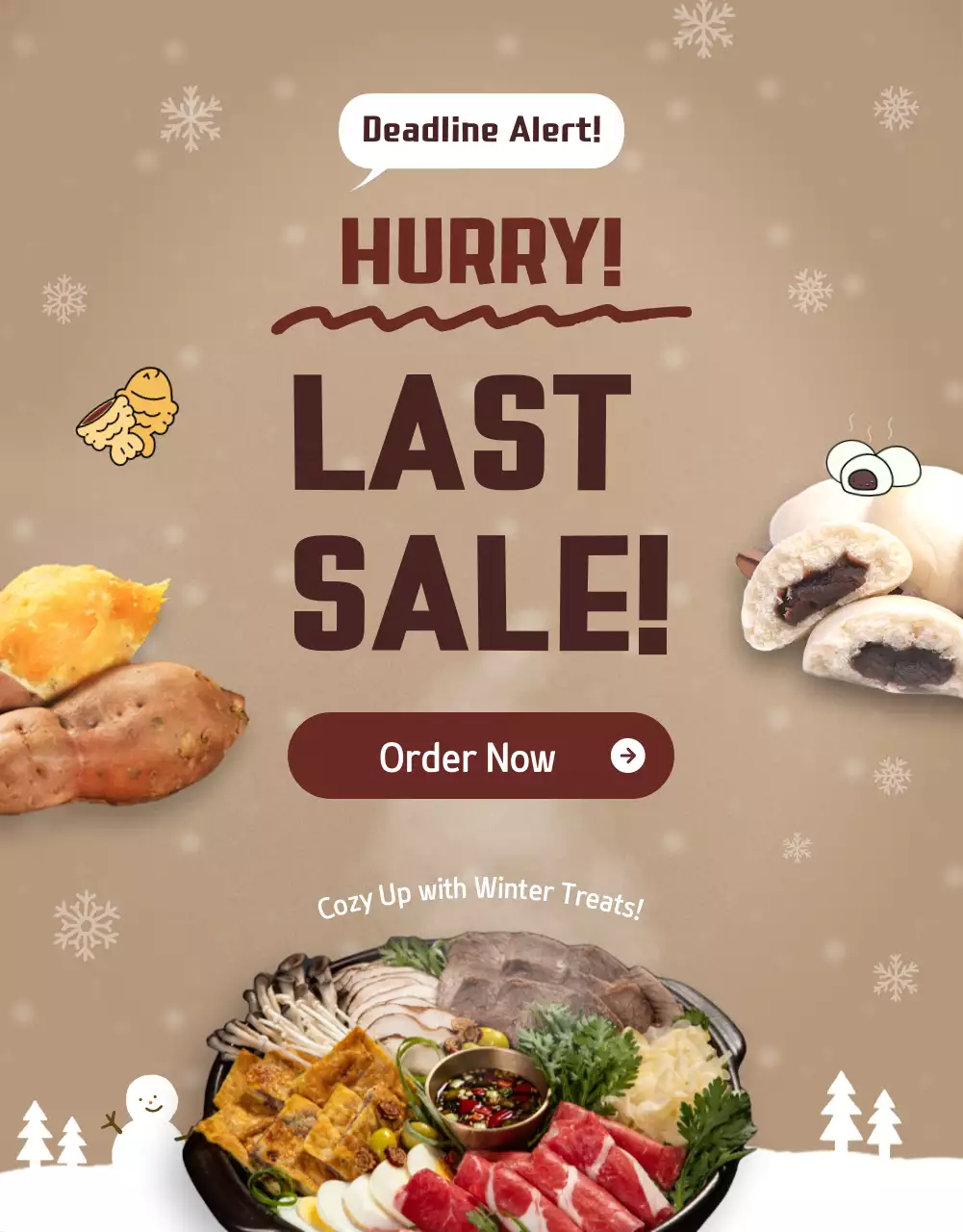 Beige Traditional Winter Promotion Poster