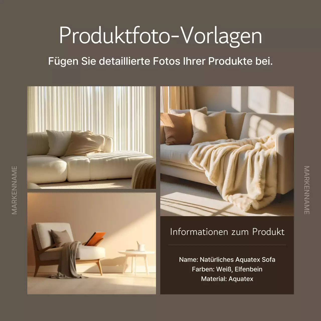 Förderung einer beigefarbenen modernen Marke