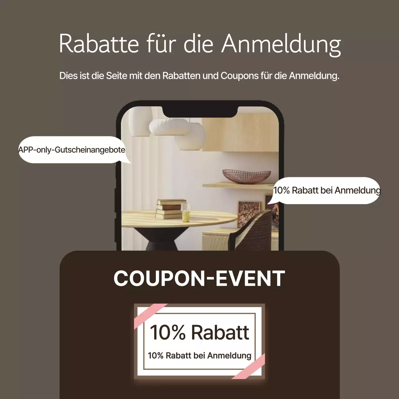 Förderung einer beigefarbenen modernen Marke