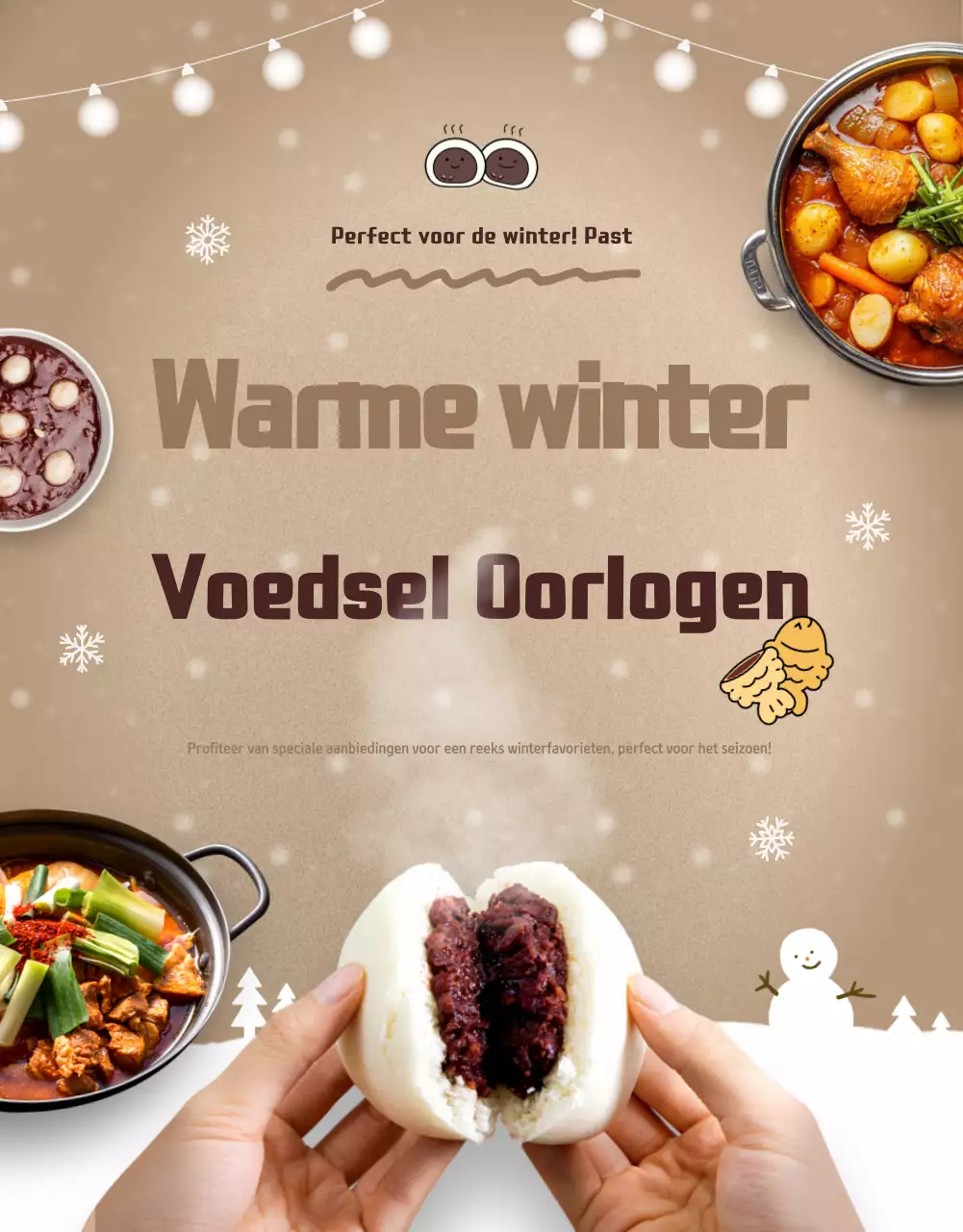 Beige Knusse Wintervoedselpromotie