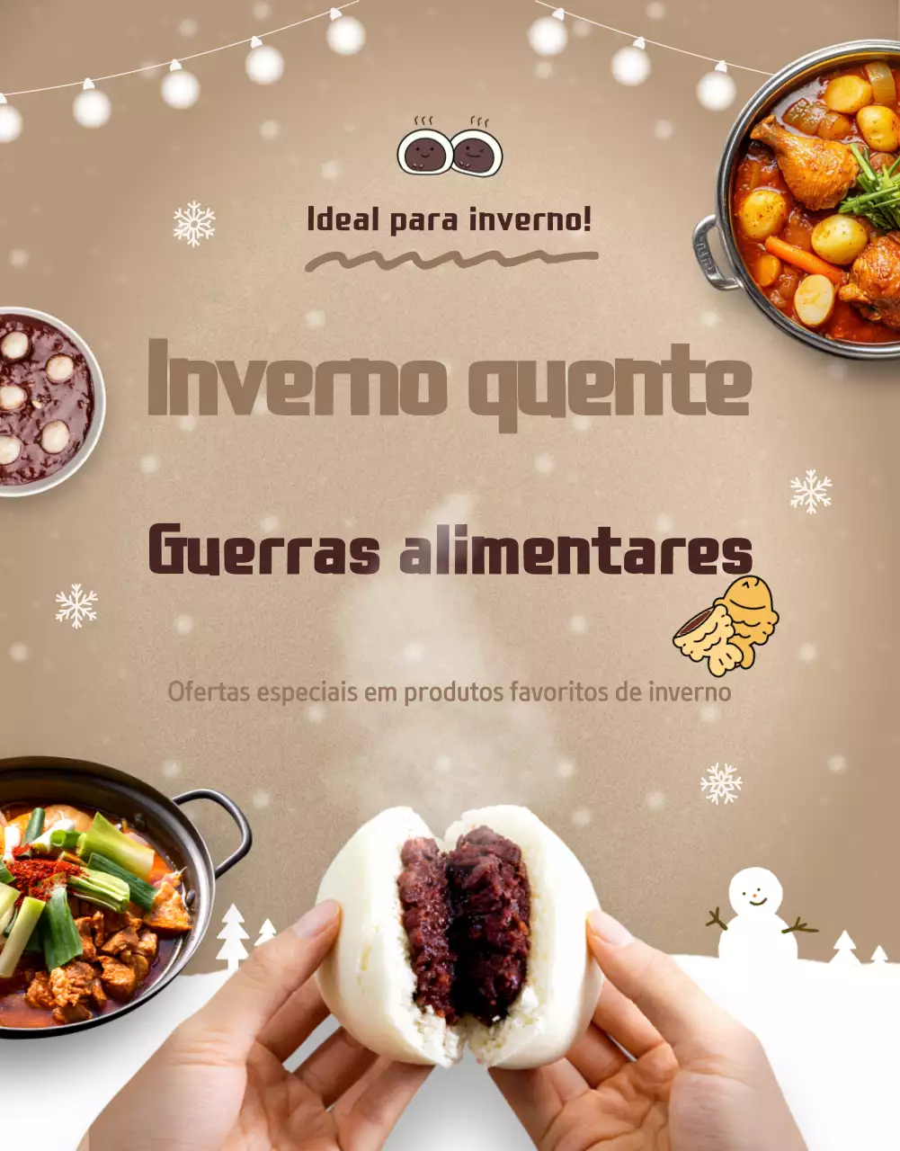 Promoção de alimentos de inverno aconchegantes bege