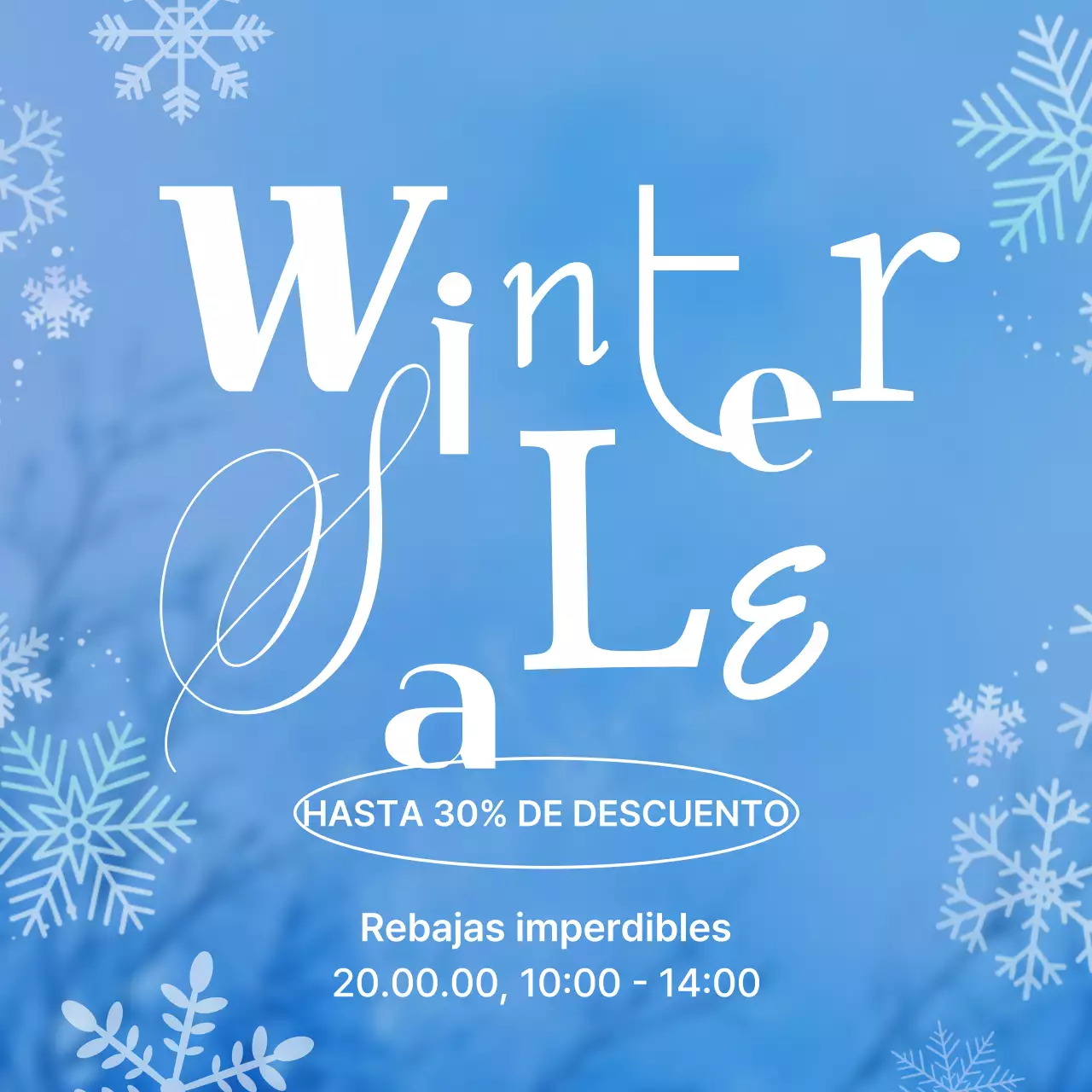 Promover una venta de invierno moderno azul claro