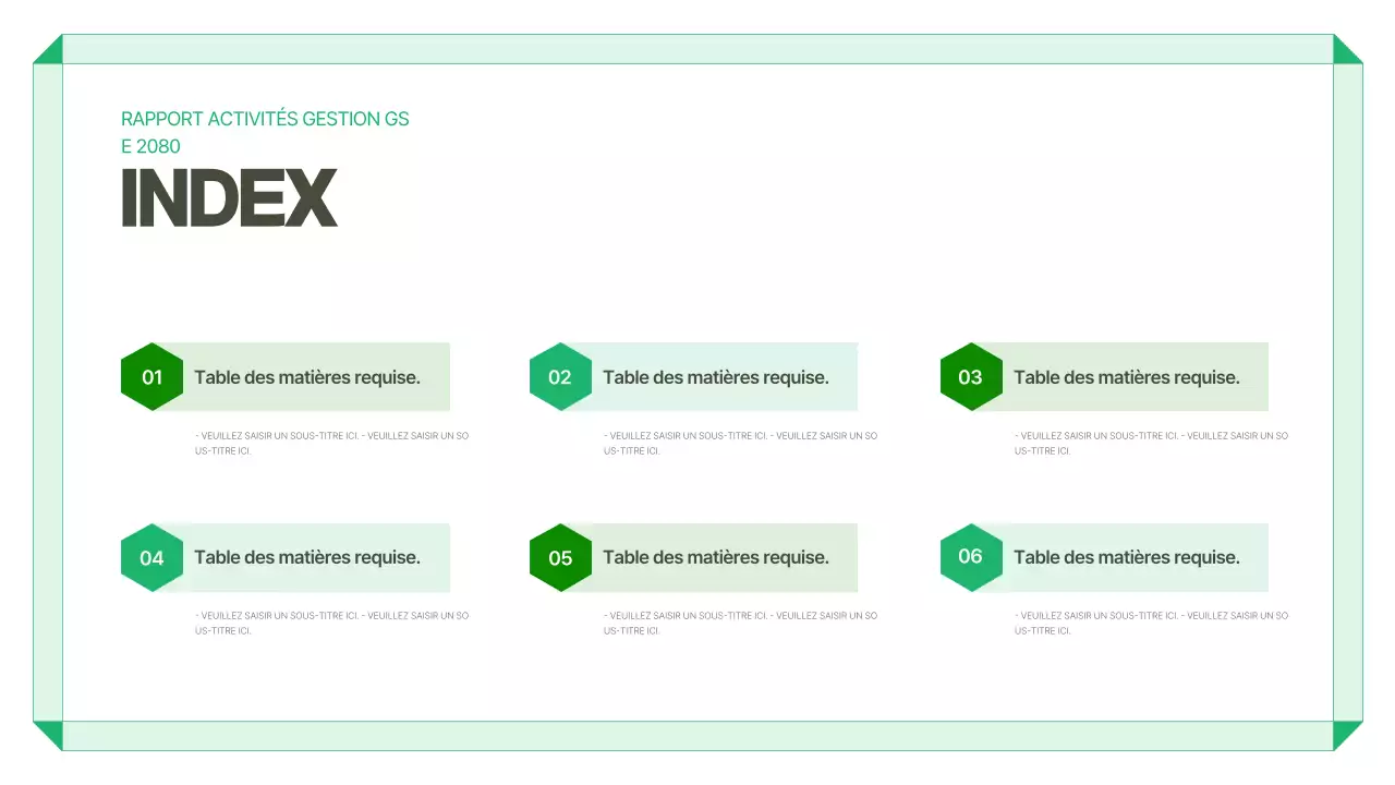 Rapport sur l'environnement vert et moderne
