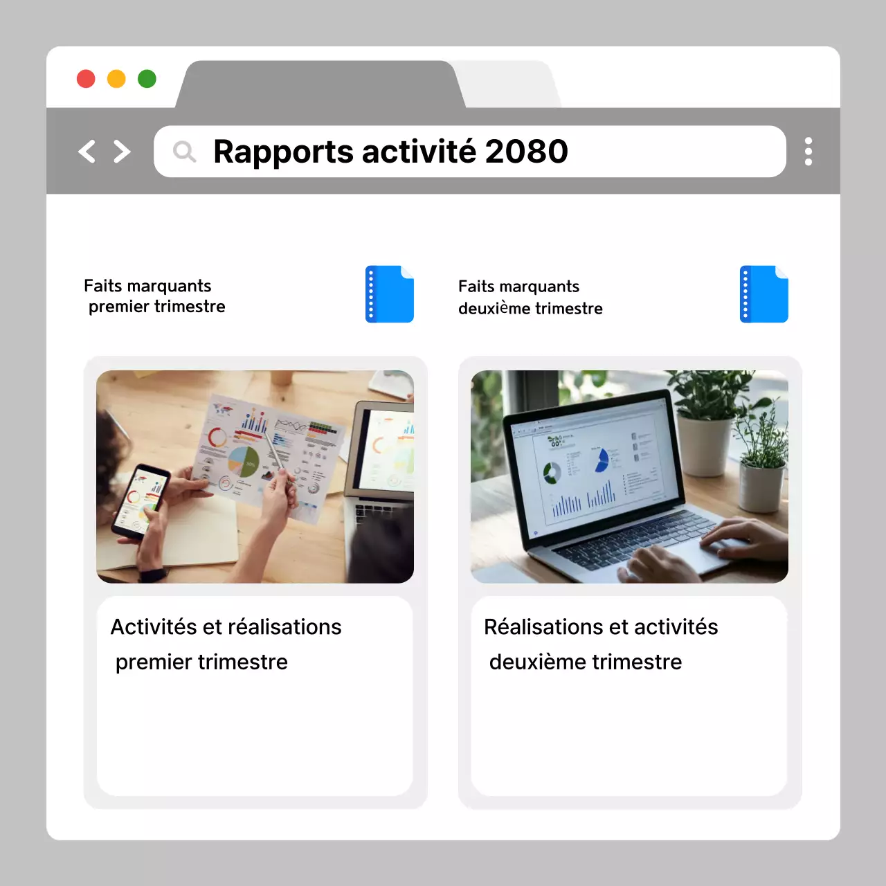 Analyser le rapport d'entreprise moderne gris