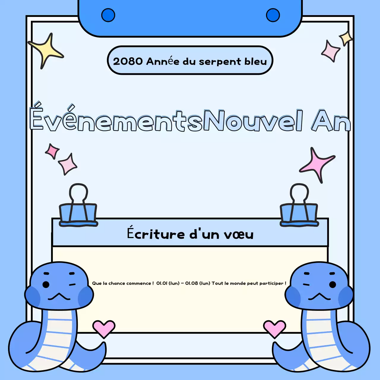 Événements du Nouvel An en bleu clair