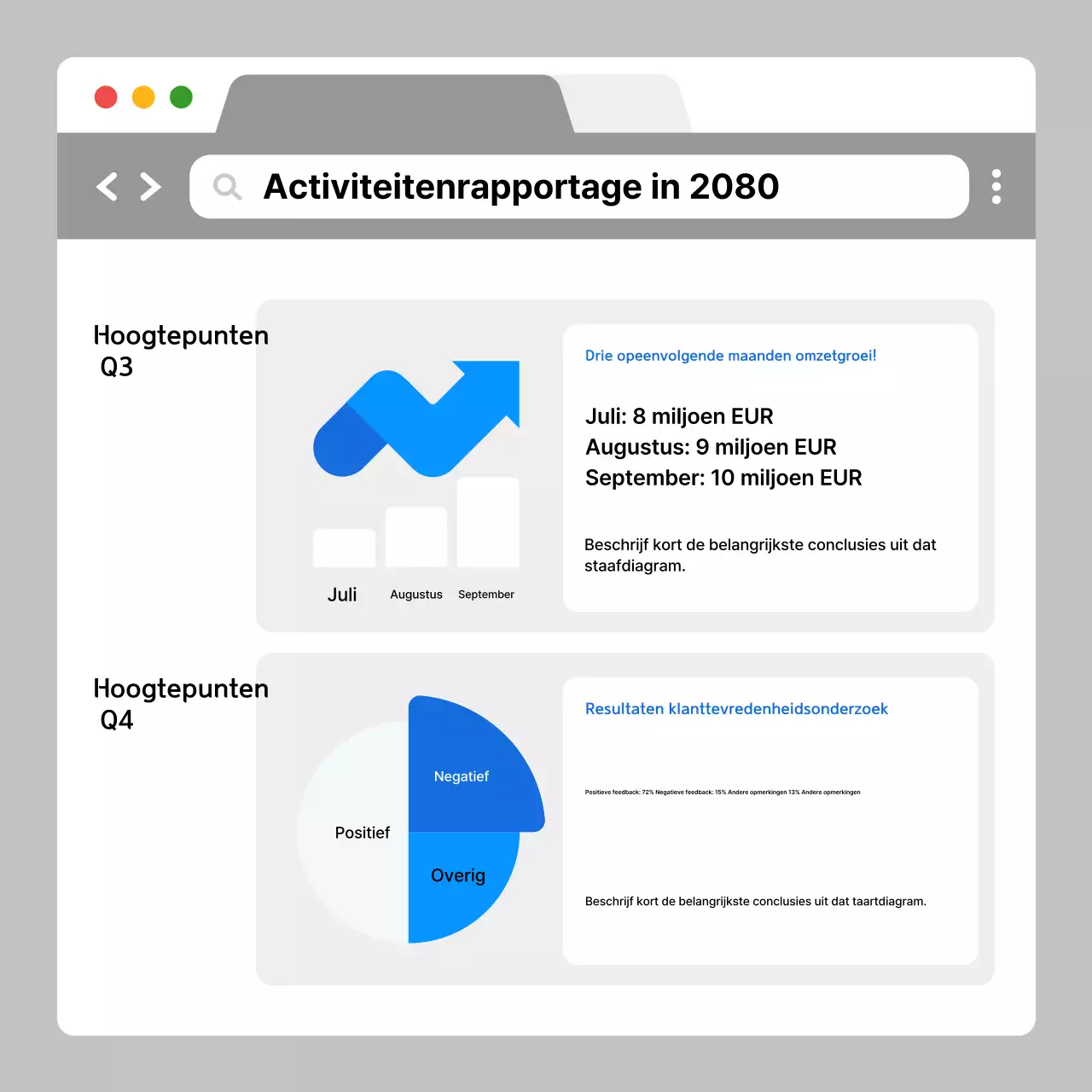 Het grijze moderne bedrijfsrapport analyseren
