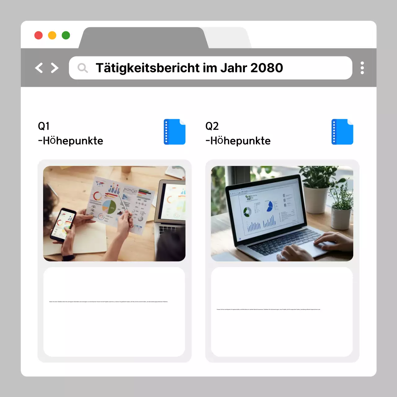 Die Analyse des grauen modernen Unternehmensberichts