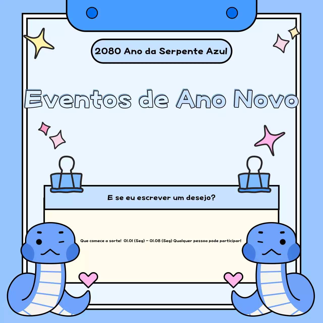 Eventos de Ano Novo em azul claro