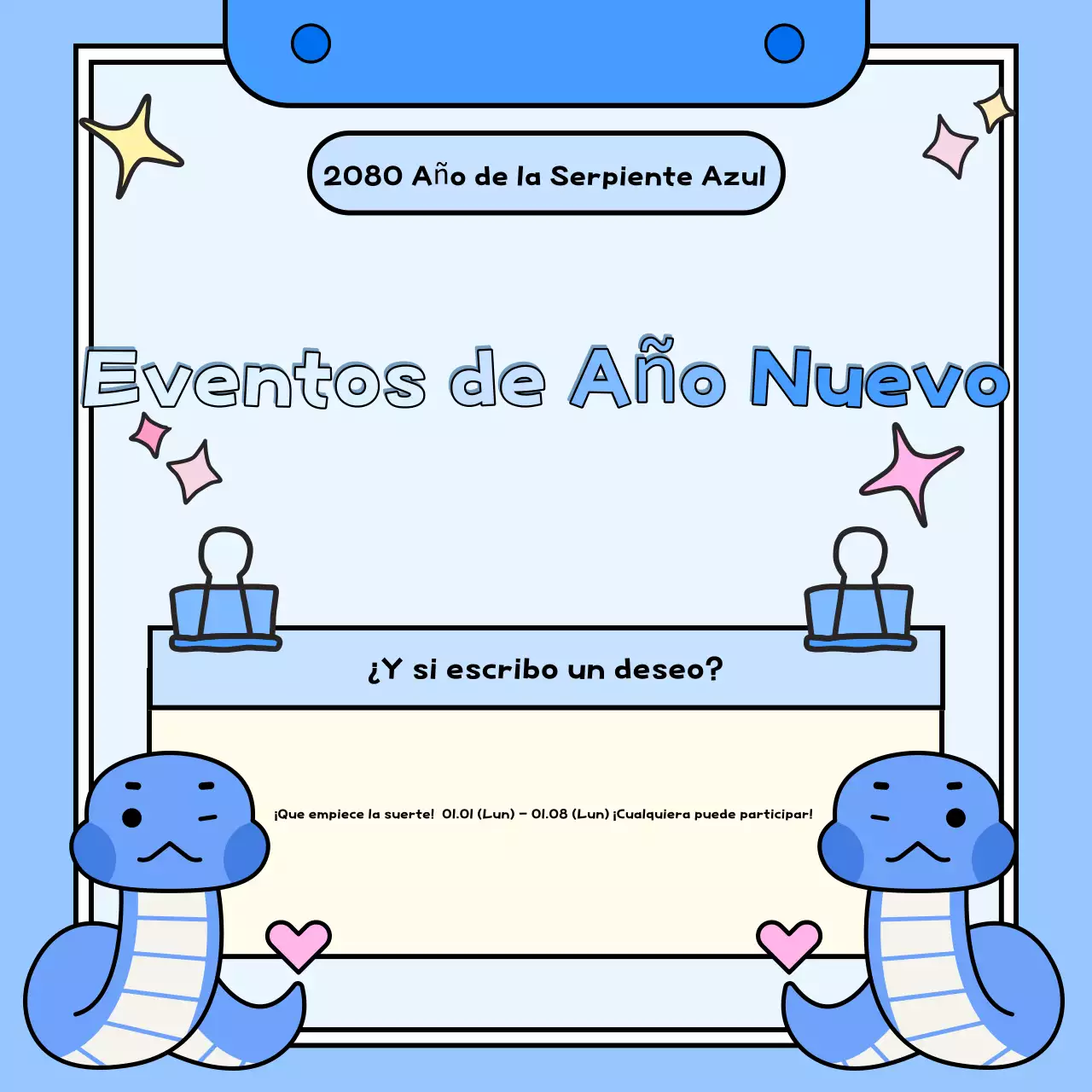 Eventos de Año Nuevo en azul claro