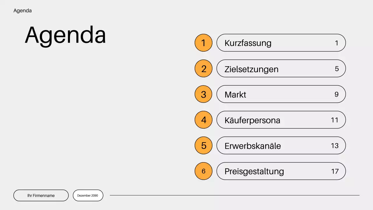 orangefarbener minimalistischer Markteinführungsplan